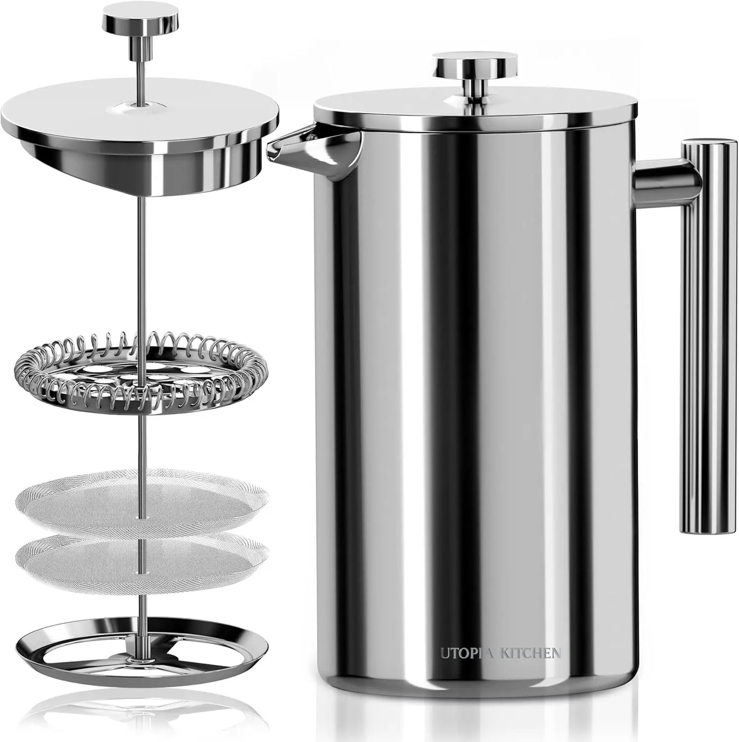 Stainless Steel French Press Coffee Maker With Double Wall Insulation