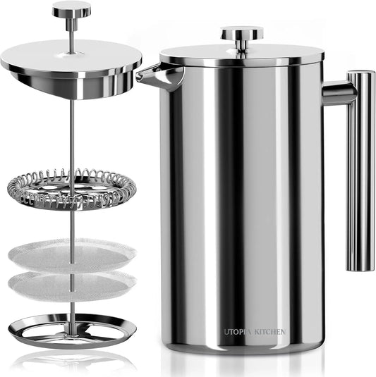Stainless Steel French Press Coffee Maker With Double Wall Insulation