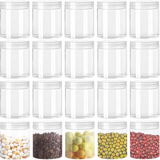 Plastic Jars With Lids Wide Mouth Storage Jars 20 Pack