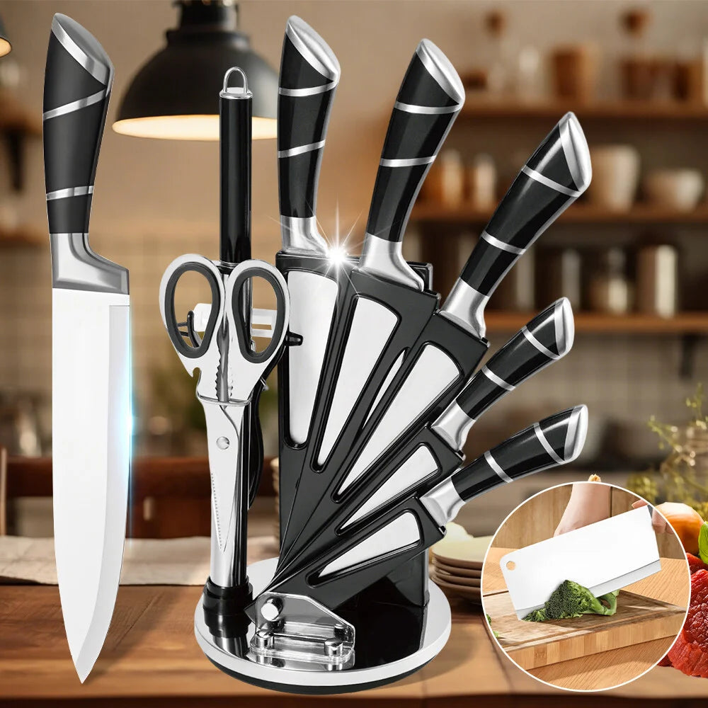 ZENG Stainless Steel Knife Set With Non-Stick Sharpener