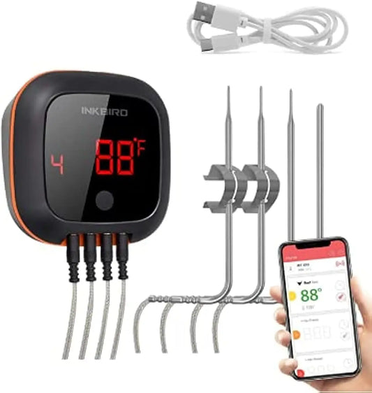 Wireless Bluetooth Meat Thermometer with 4 Probes, 150ft Range, BBQ Grill Smoker Oven Cooking