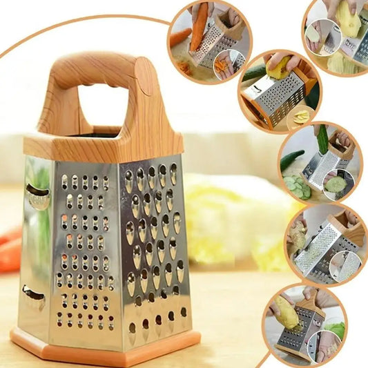 Six-Sided Stainless Steel Box Grater With Slicer And Shredder