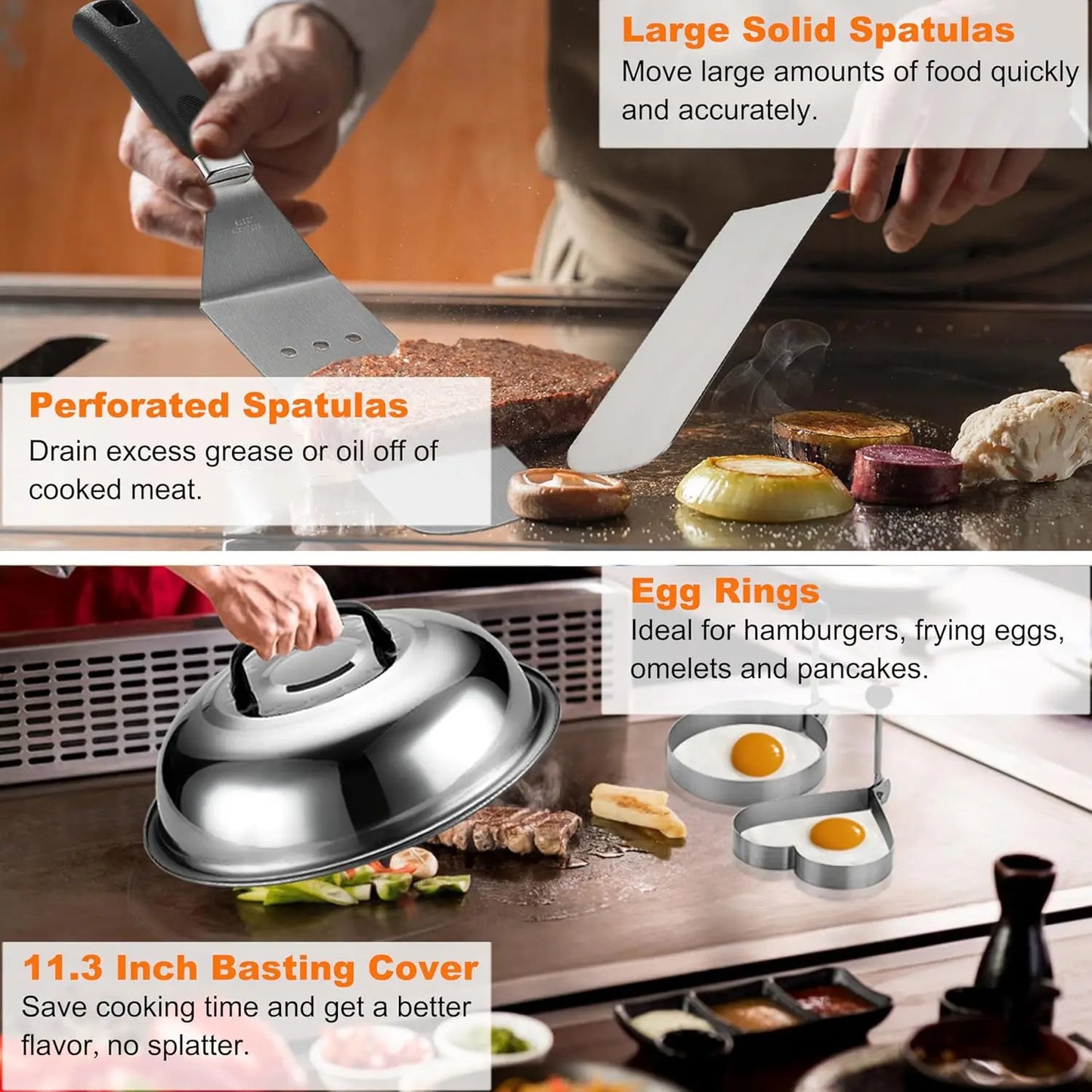38Pcs Griddle Accessories Kit With Smash Burger Press And Spatula
