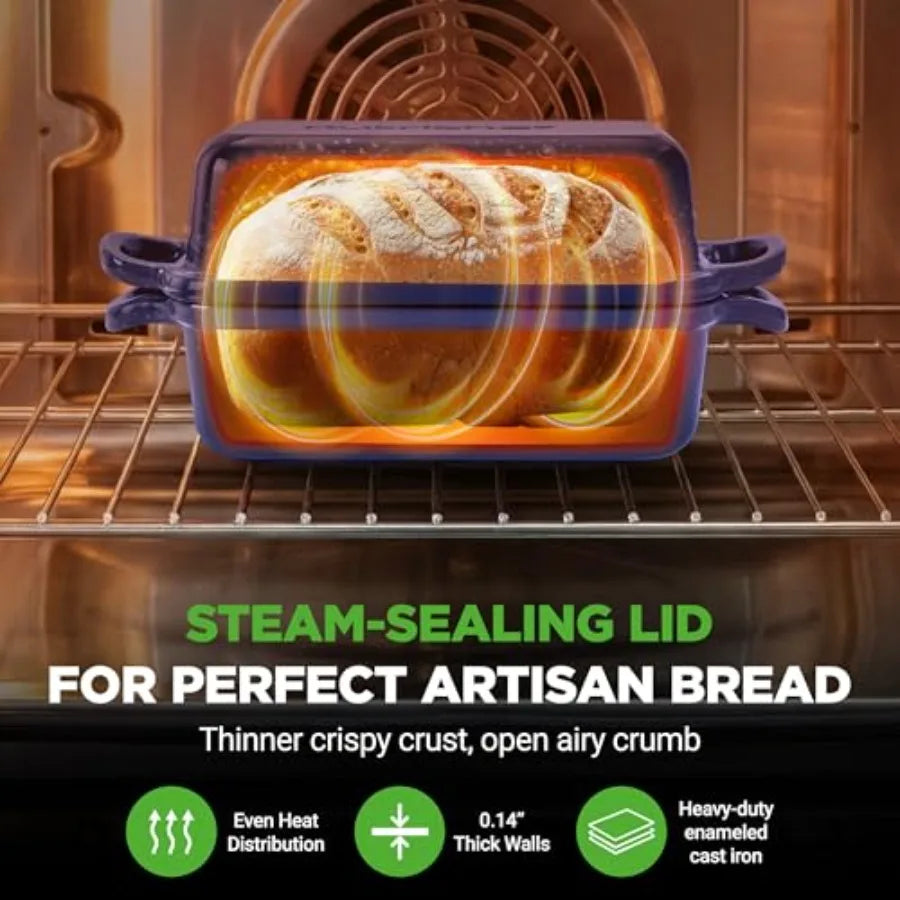 Enamel Cast Iron Loaf Pan With Lid For Sourdough Baking Oven Safe