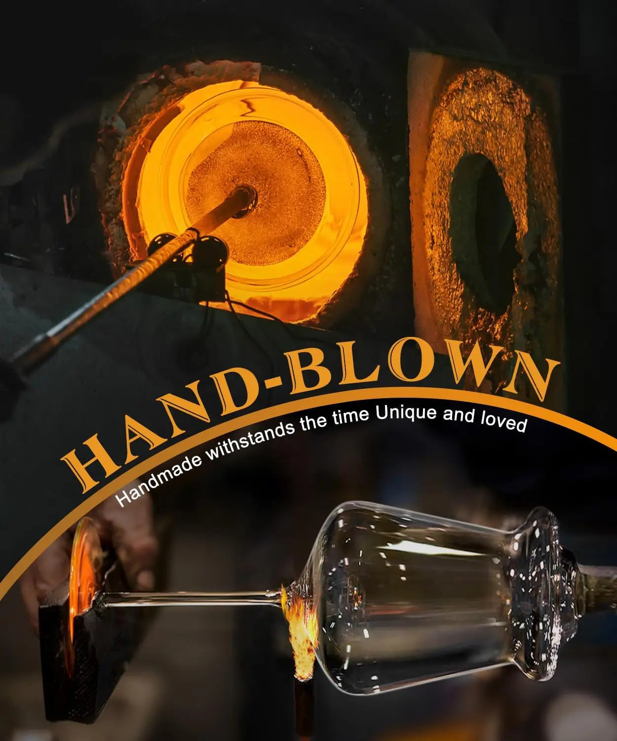 Hand Blown Crystal Wine Glasses Set Of 4