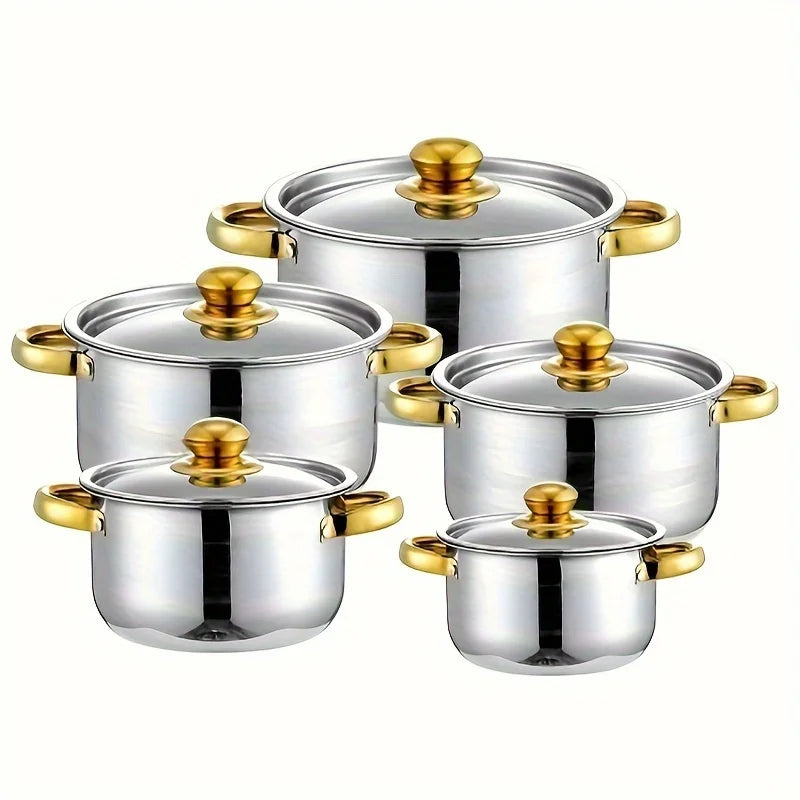 Stainless Steel 5-Piece Cookware Set Durable and Easy Clean