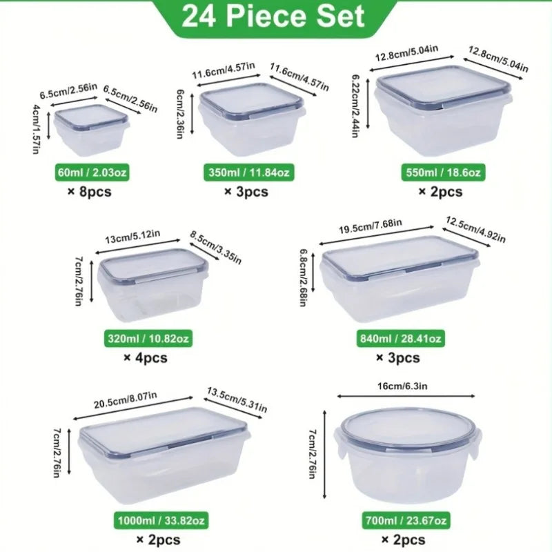 24 Pack BPA Free Airtight Food Storage Containers With Lids