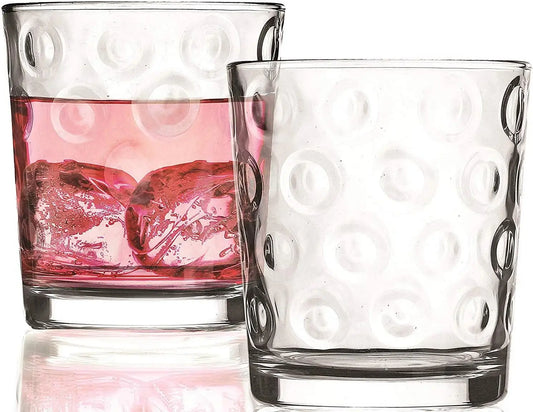 Circles Heavy Base Whiskey Glasses Set For Bar And Entertaining