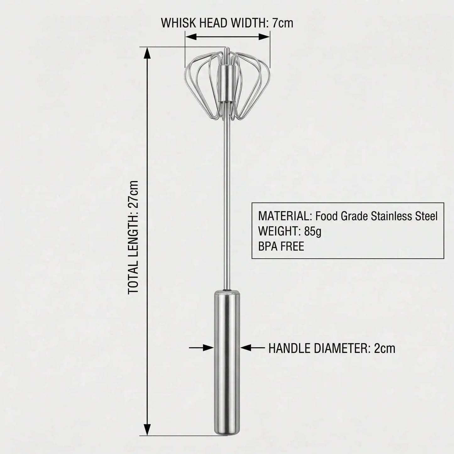 Stainless Steel Whisk Cordless Egg Beater For Home Baking