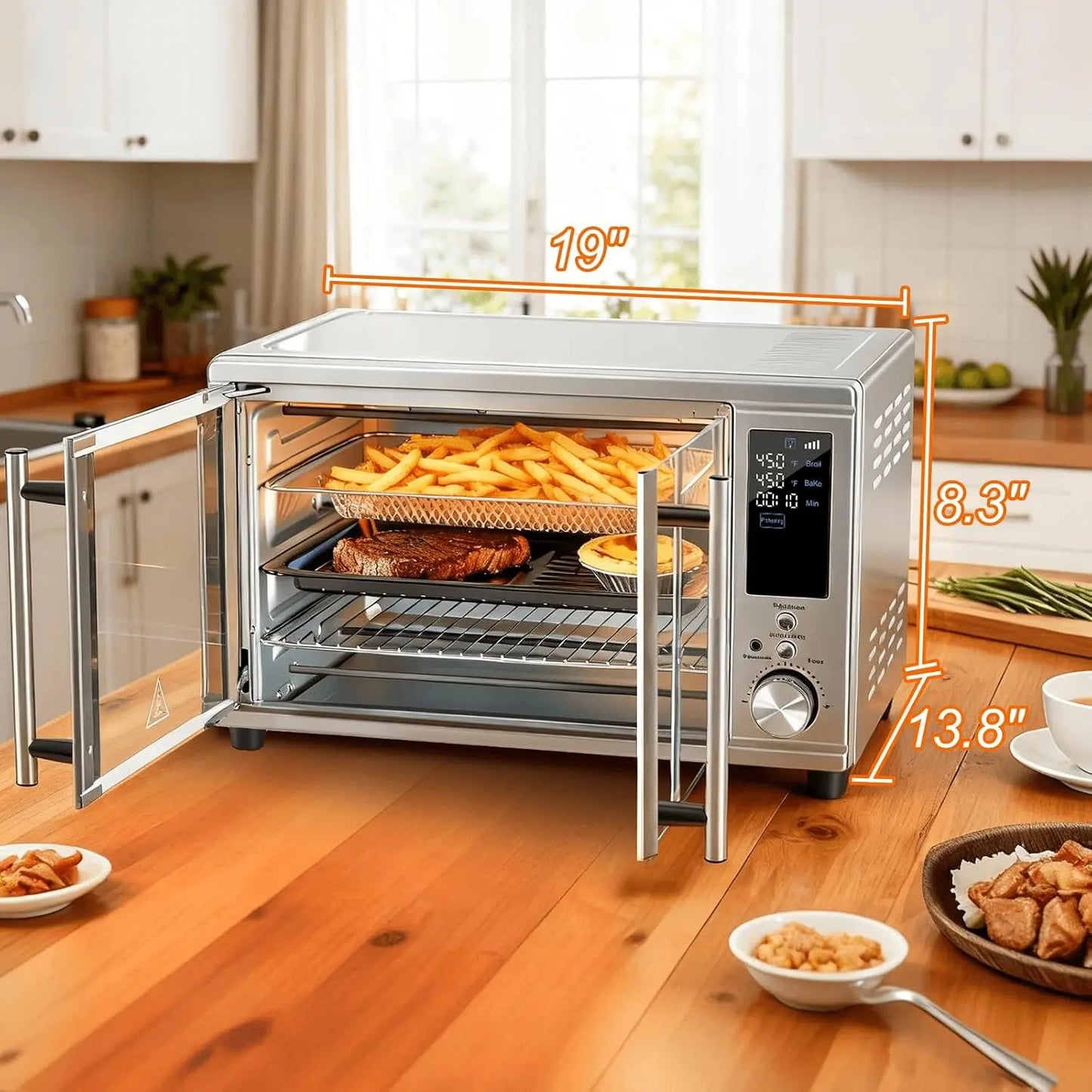 Air Fryer Toaster Oven Dual Door Countertop 12 Functions