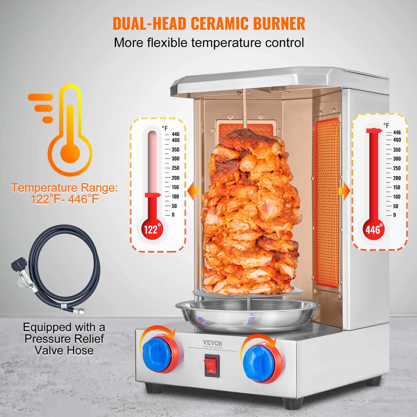SucceBuy Shawarma Grill Machine Gas Vertical Broiler Rotisserie Oven