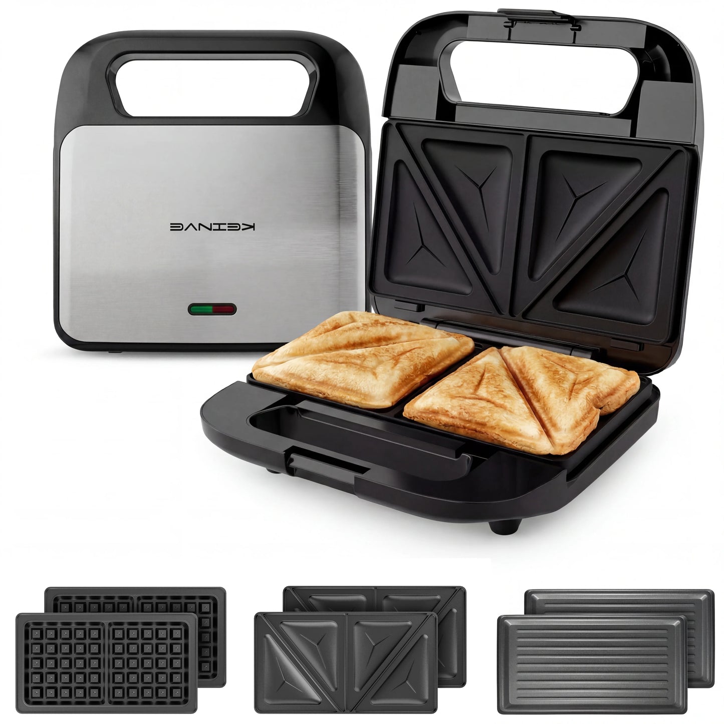 Cachoo 3-in-1 Sandwich Maker Panini Press And Waffle Iron