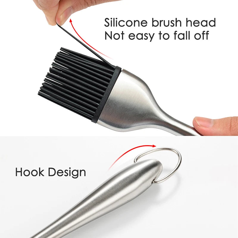 Venlohome Silicone Basting Brush for BBQ Grill Stainless Steel Handle