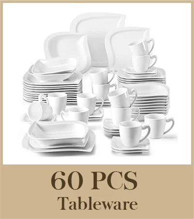 MALACASA Porcelain Dinner Set 30 Or 60 Piece Cups Saucers