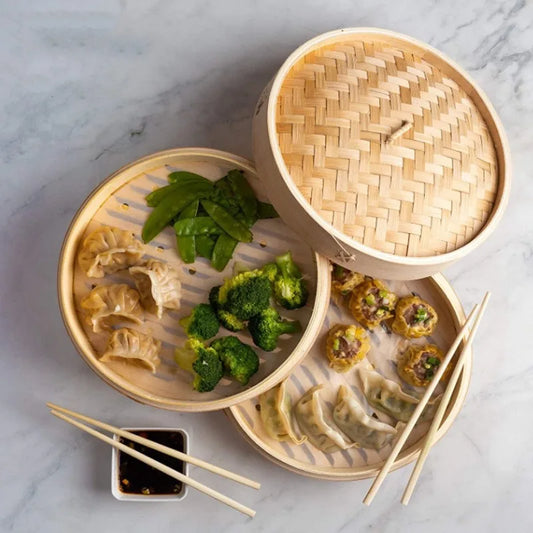 10/15/20cm Cooking Bamboo Steamer Dumpling Food Steamer with Lid Cookware Steam Pot Kitchen Cooking Tools