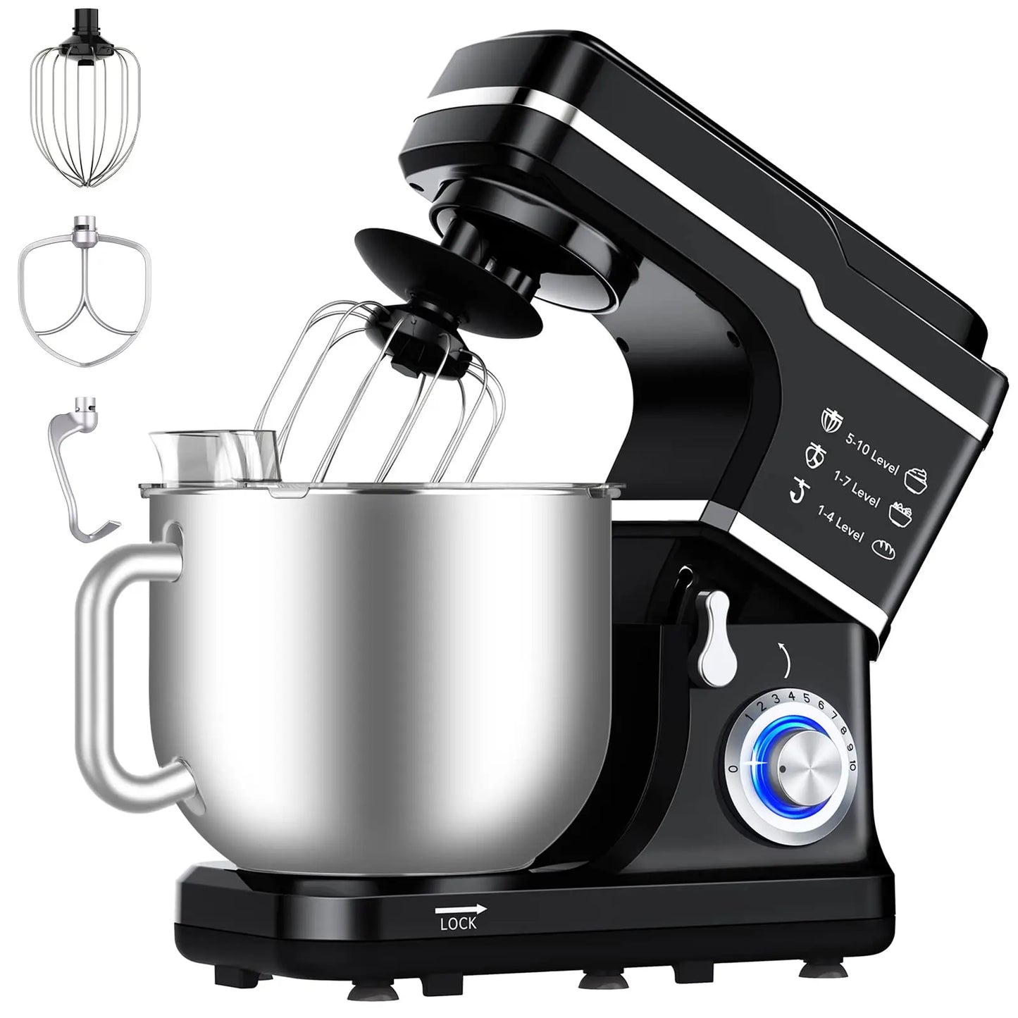 Electric Dough Mixer 660W 10-Speed Tilt-Head With Stainless Steel Bowl