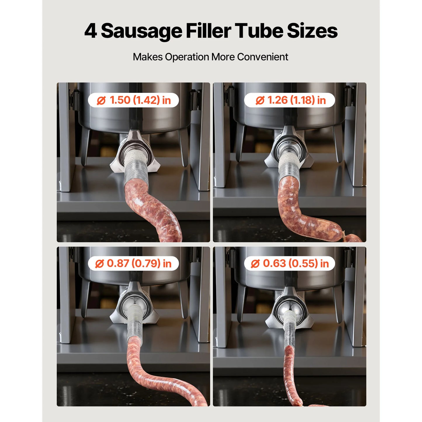 VEVOR Electric Sausage Stuffer Stepless Speed Control Four Tubes