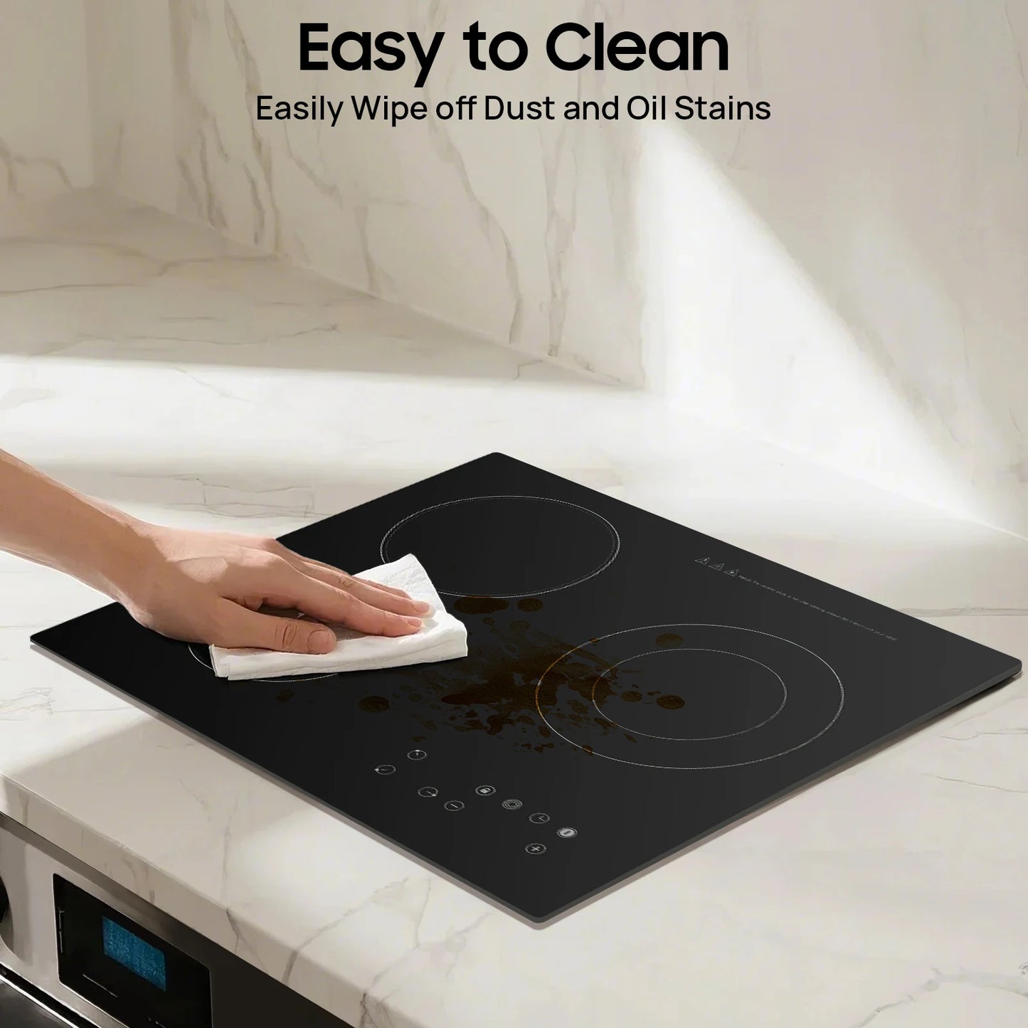 2600W Portable Electric Ceramic Cooktop With 3 Burners And Sensor Touch