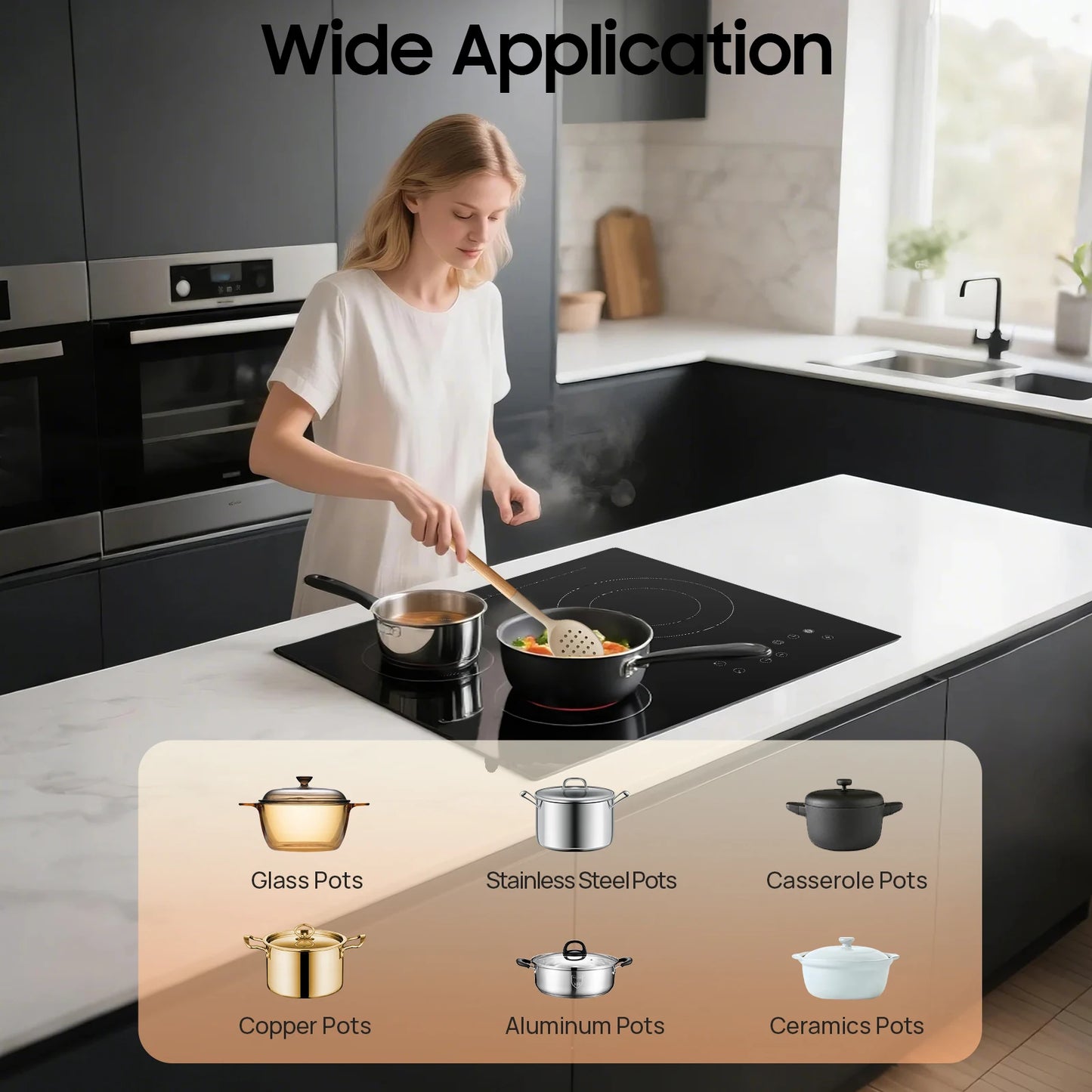 2600W Portable Electric Ceramic Cooktop With 3 Burners And Sensor Touch