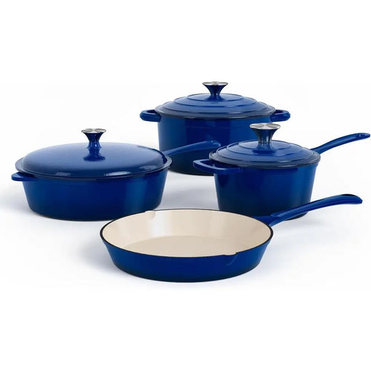 YTYIN 7 Piece Enameled Cast Iron Induction Compatible Cookware Set