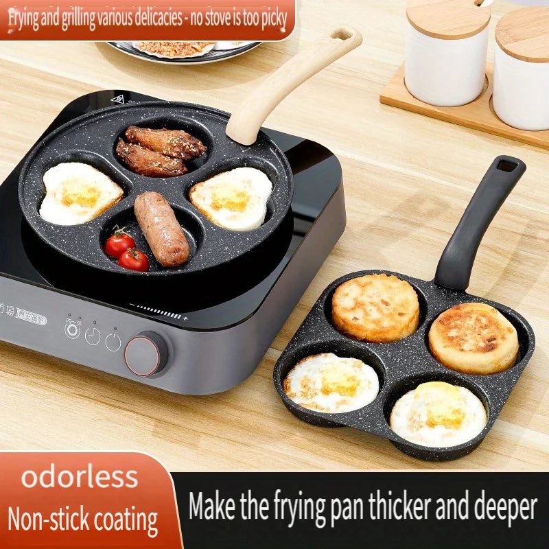 Medical Stone Four Hole Omelette Pan Nonstick Flat Bottom Frying Pan