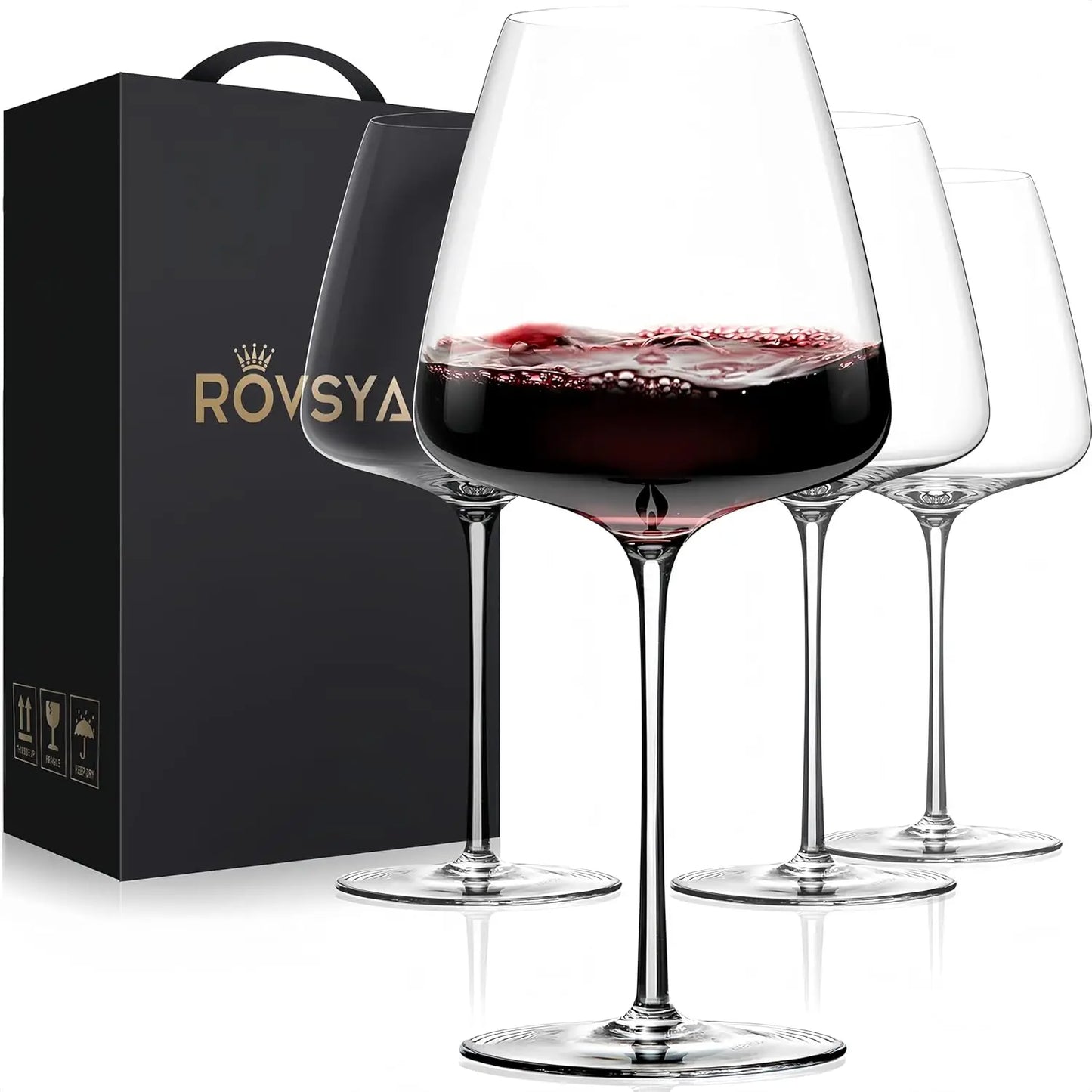 Hand Blown Crystal Wine Glasses Set Of 4
