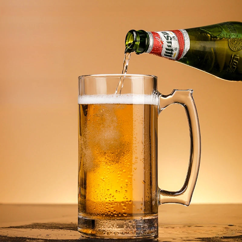 Glass Beer Steins With Handle For Parties And Everyday Use
