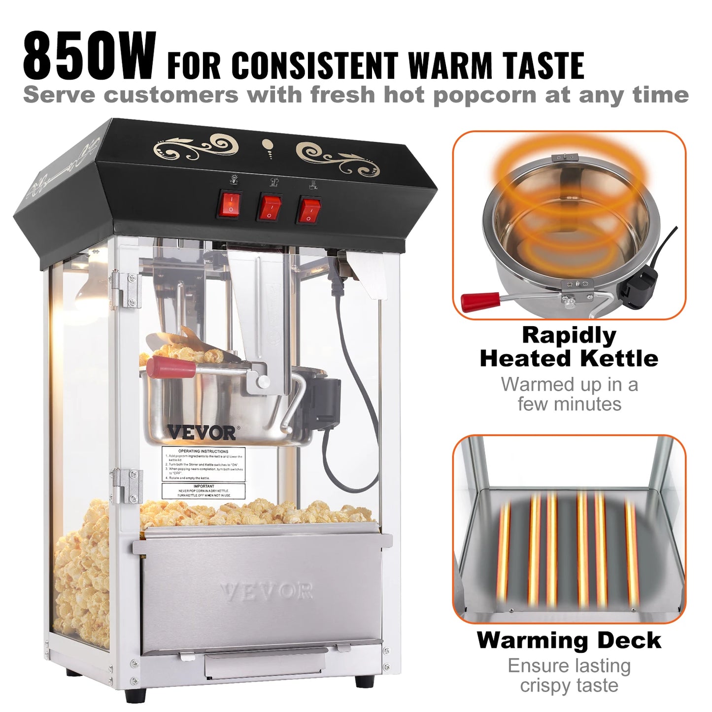 SucceBuy Popcorn Popper Maker Kettle Makes 48 Cups