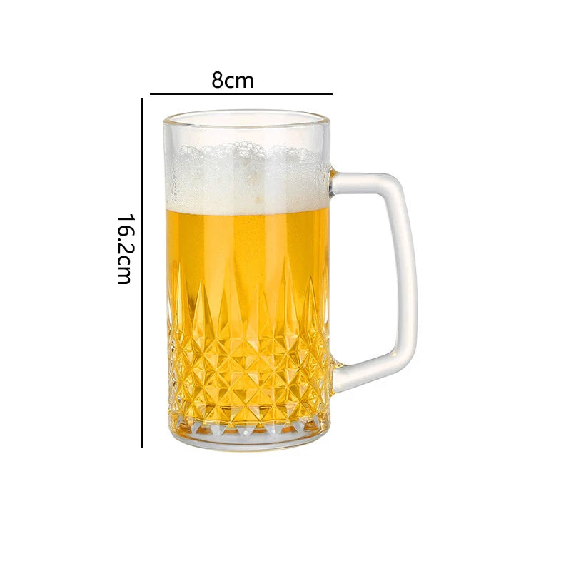 Glass Beer Steins With Handle For Parties And Everyday Use
