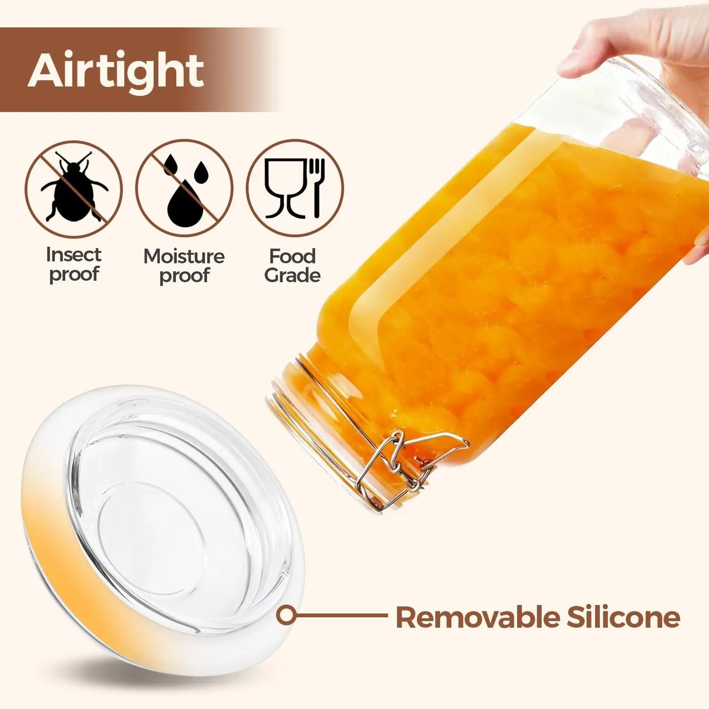 Airtight Glass Jars With Lids Square Food Storage Containers