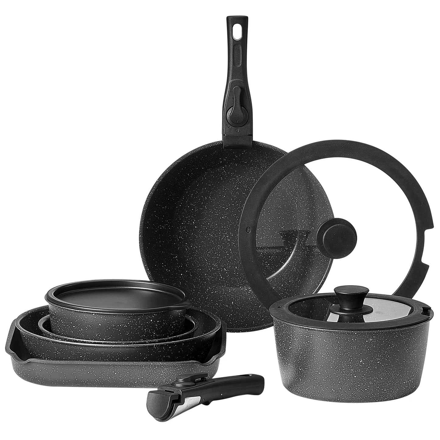 SucceBuy 17 Piece Nonstick Cookware Set For Induction Cooking