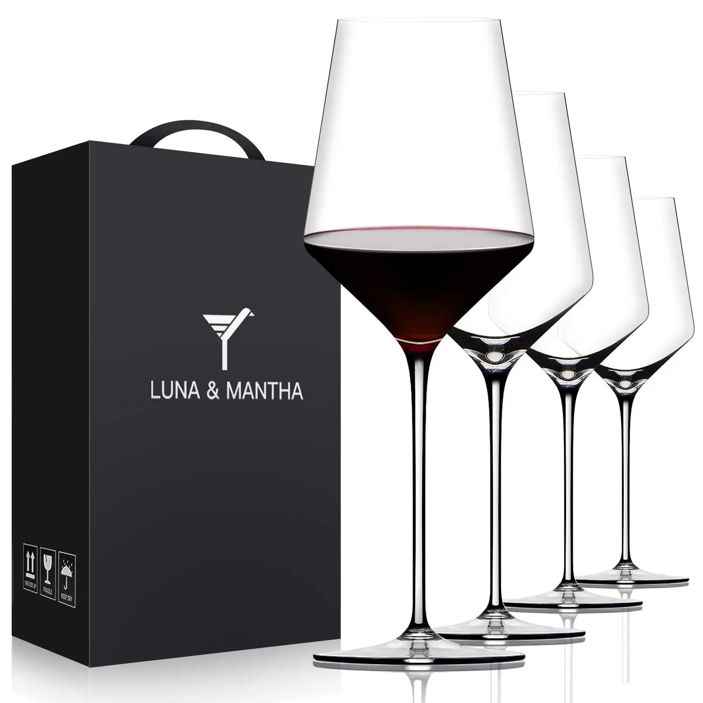 Hand Blown Crystal Wine Glasses Set Of 4