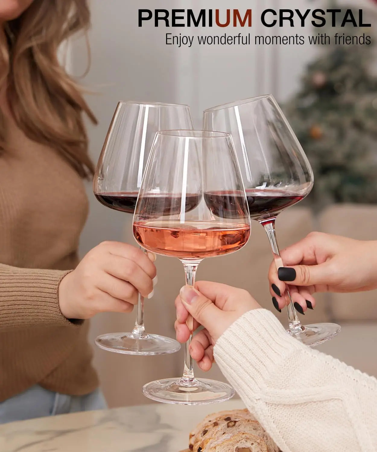 Hand Blown Crystal Wine Glasses Set Of 4