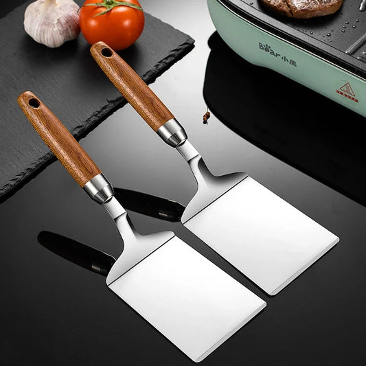 Stainless Steel Square Head Spatula And Wood Handle Pizza Shovel