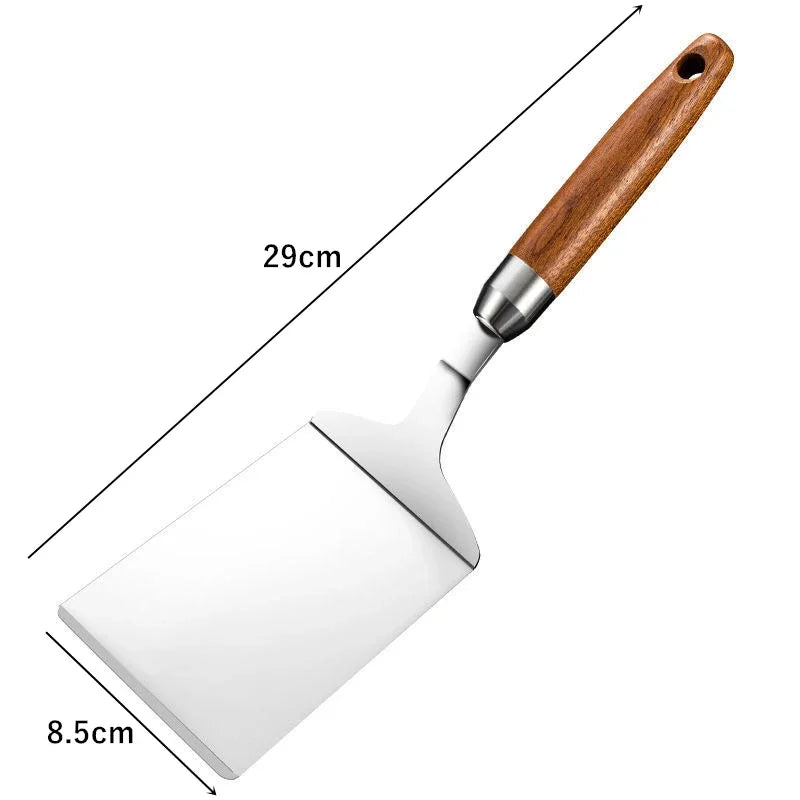 Stainless Steel Square Head Spatula And Wood Handle Pizza Shovel