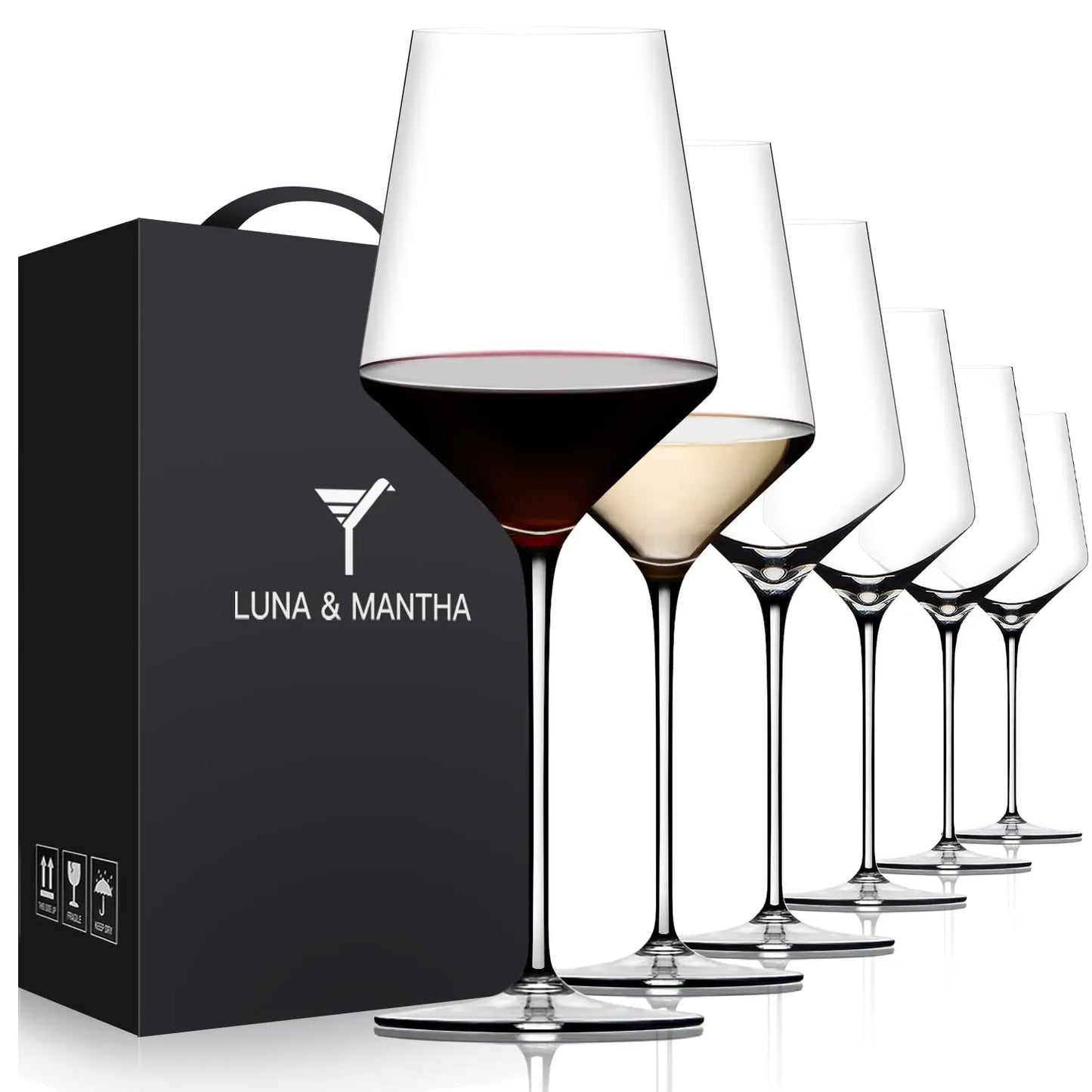 Hand Blown Crystal Wine Glasses Set Of 4