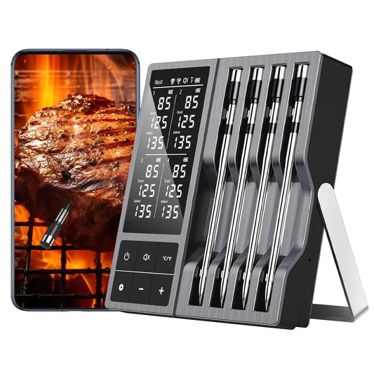 Wireless Meat Thermometer With 4 Probes App Alerts And Timer