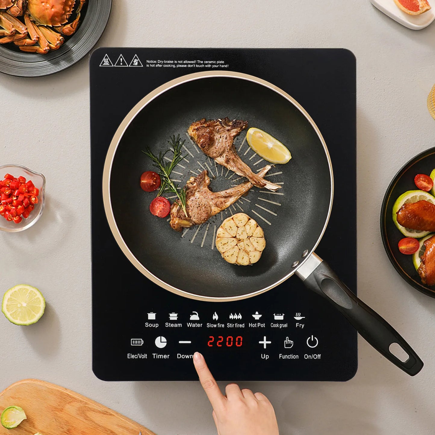 Electric Induction Cooktop 750W Portable With Touch Panel And Timer
