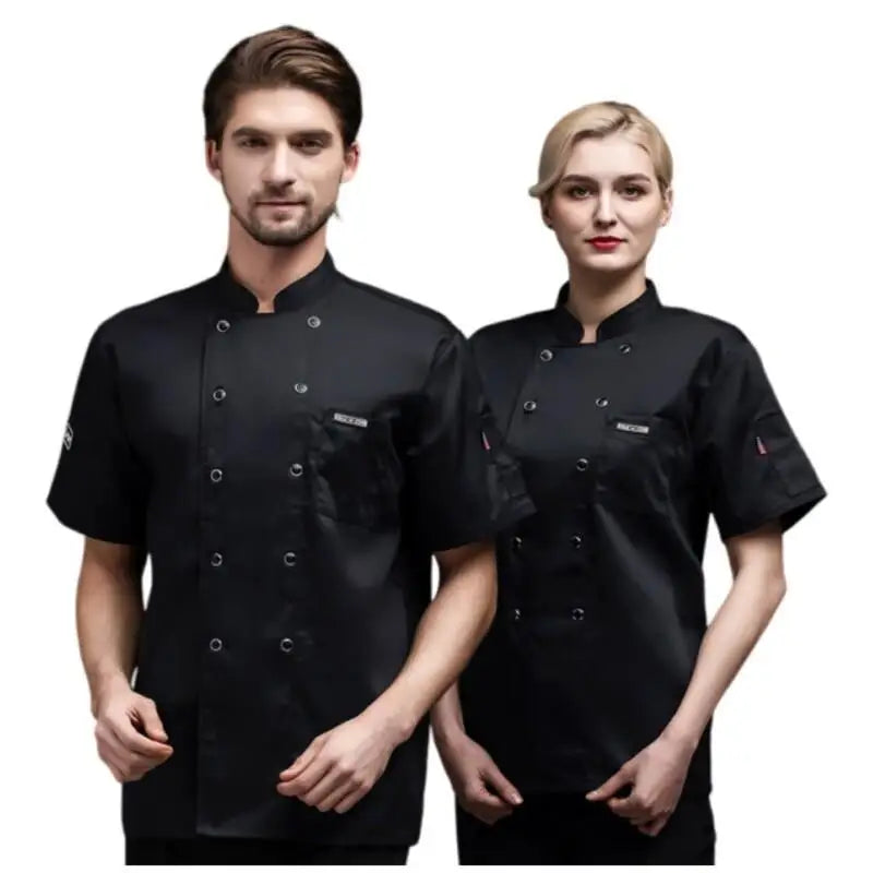 Summer Restaurant Kitchen Chef Black White Uniform Breathable Mesh Work Clothes Short/Long Sleeve Cooking Button Shirt Clothes