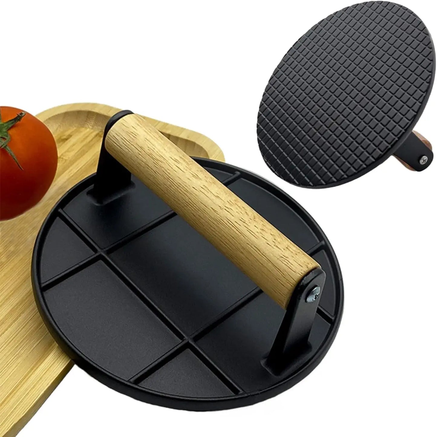 MoMoxi Smashed Burger Press With Wood Handle For Nonstick Pan
