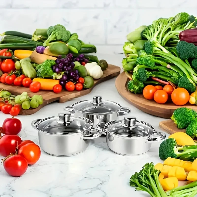 Stainless Steel Cookware Set With Lids And Handles, Dishwasher Safe