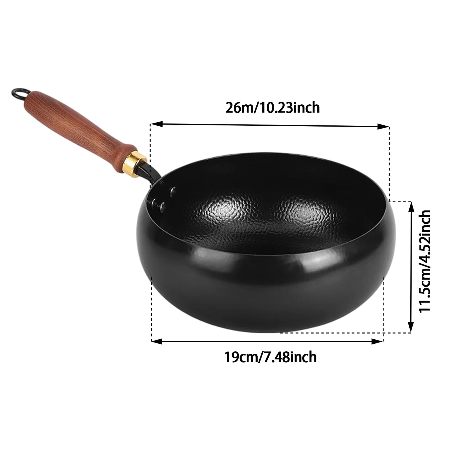 Bymaocar Hand Forged Hammered Wok Preseasoned Nonstick Wood Handle