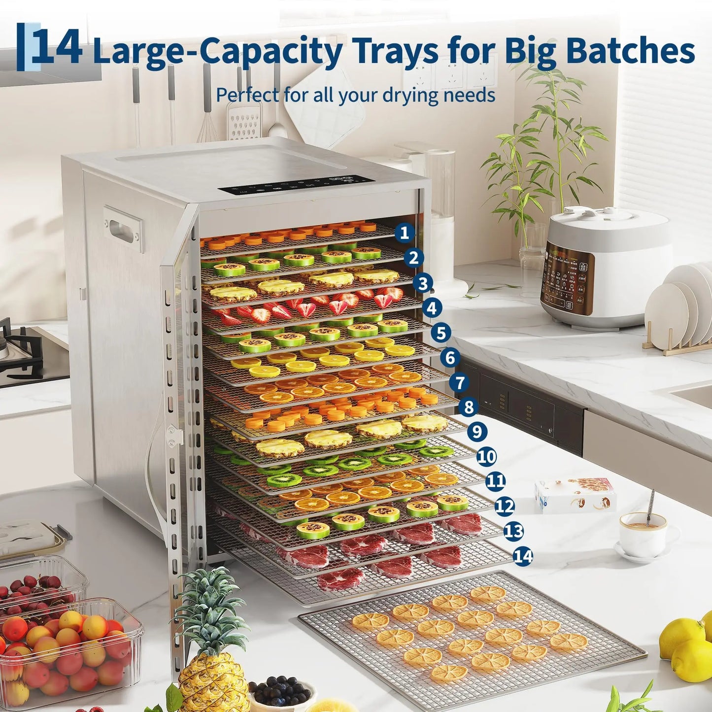 Adoolla Food Dehydrator Stainless Steel Jerky Dryer
