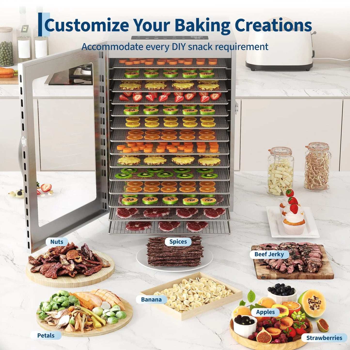 Adoolla Food Dehydrator Stainless Steel Jerky Dryer