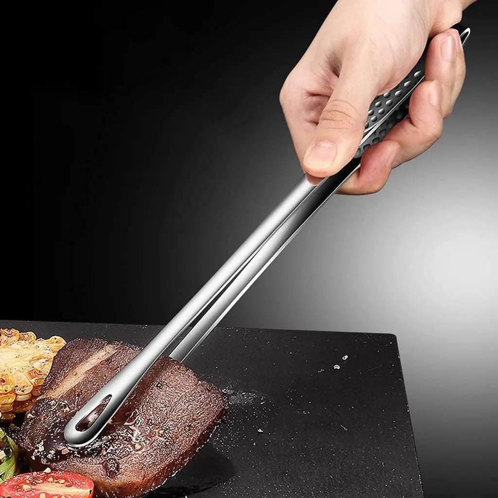 28 cm Stainless Steel Korean BBQ Grill Tongs Japanese Barbecue Tongs for Cooking Portable Kitchenware Home Outdoor Steak Salad Food