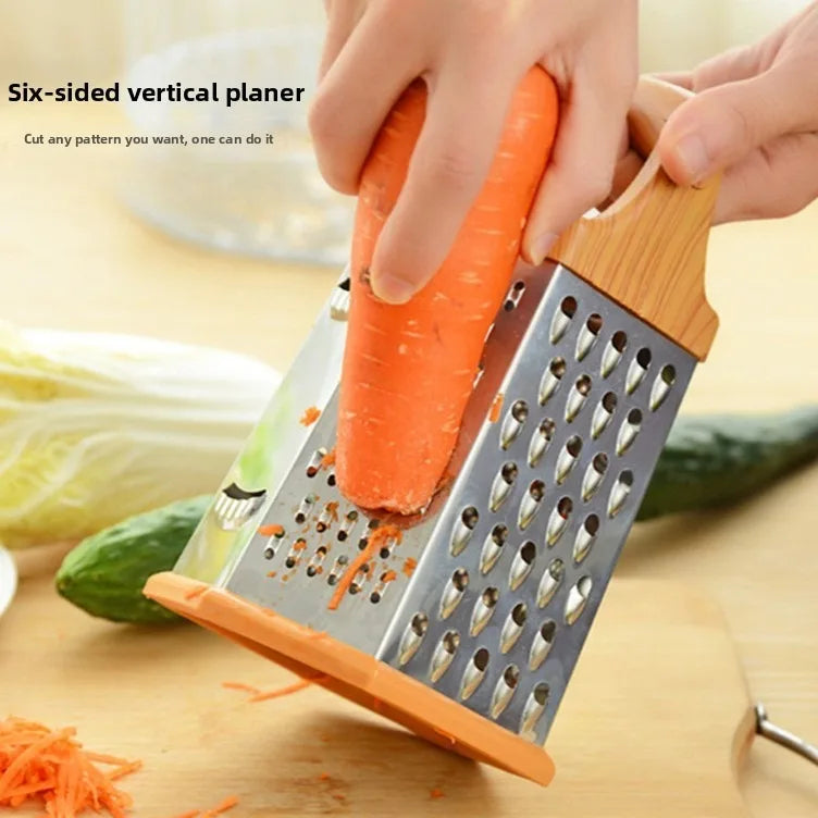 Six-Sided Stainless Steel Box Grater With Slicer And Shredder