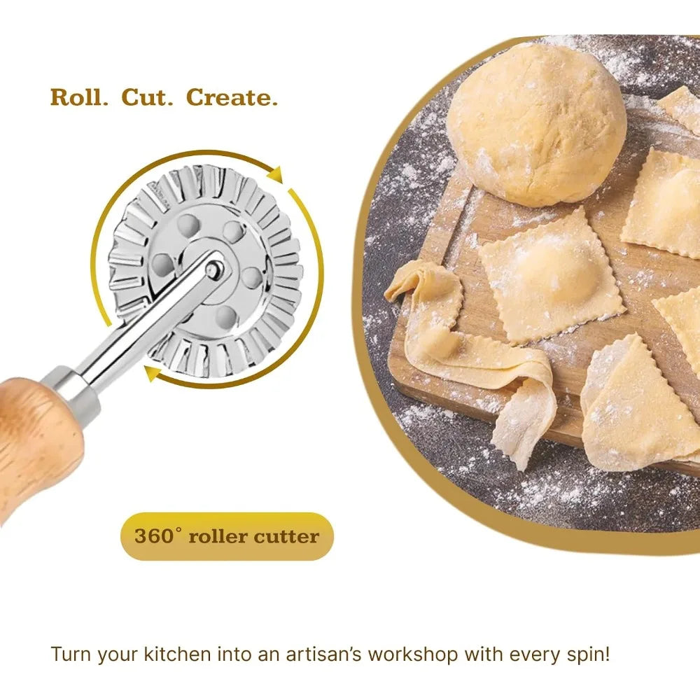 Pastry Wheel Cutter And Dough Crimper Tool For Ravioli Pierogi Dumplings