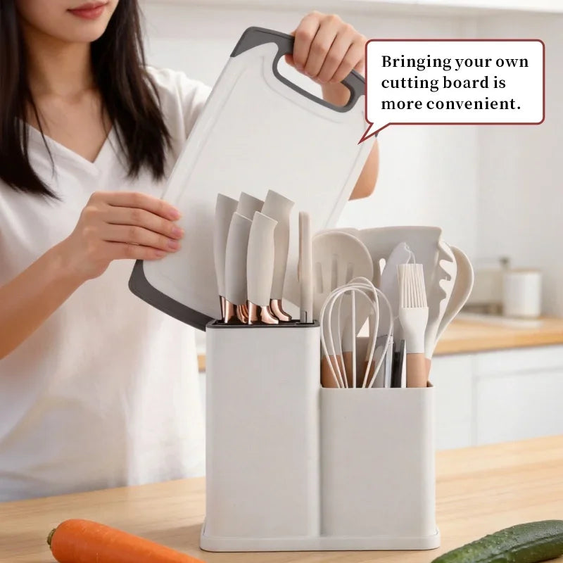 19 In 1 Kitchen Knife And Silicone Utensil Set Heat Resistant Tools