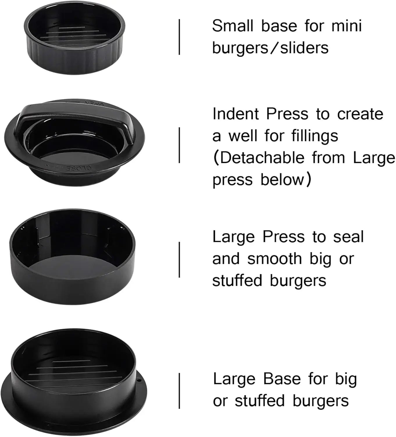 3 In 1 Nonstick Burger Patty Press Mold For Regular And Stuffed Burgers