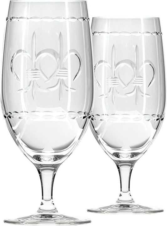 Rolf Glass Fleur De Lis Lead Free Iced Tea Glasses